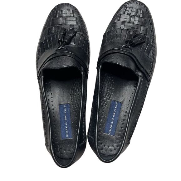 Giorgio Brutini Other - Giorgio Brutini Men's Black Woven Leather Tassel Loafers Size 10